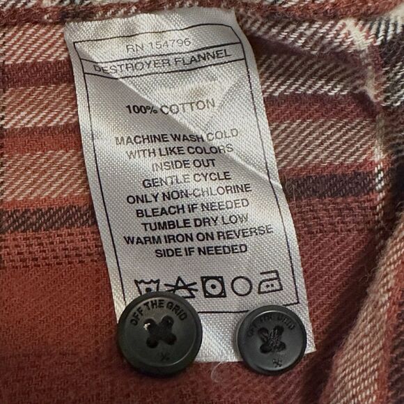 Off The Grid Shirt Mens Size XL Plaid Long Sleeve Button Down Destroyer Flannel - Picture 8 of 9